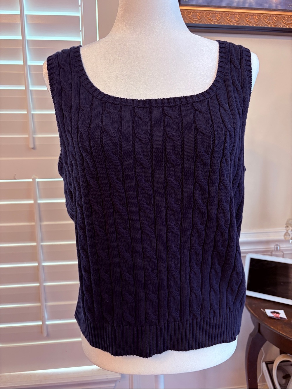 Lauren Ralph Lauren Navy Cable-Knit Sweater Vest